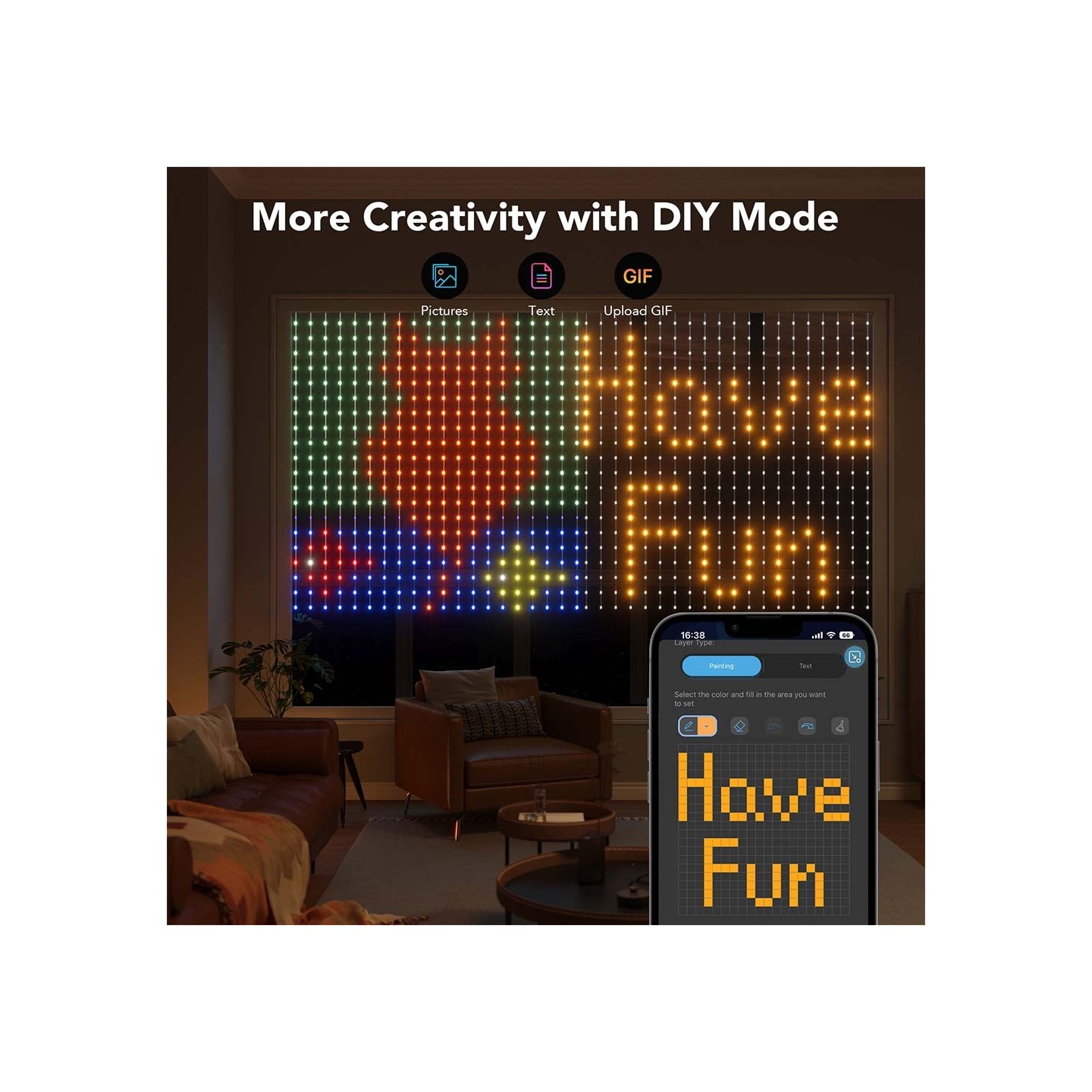 Govee LED Light Curtain Lights - WiFi & BT RGBIC 1.5x1.5m IP65 (NETFLIX) — Buy in Cyprus with Fast Delivery