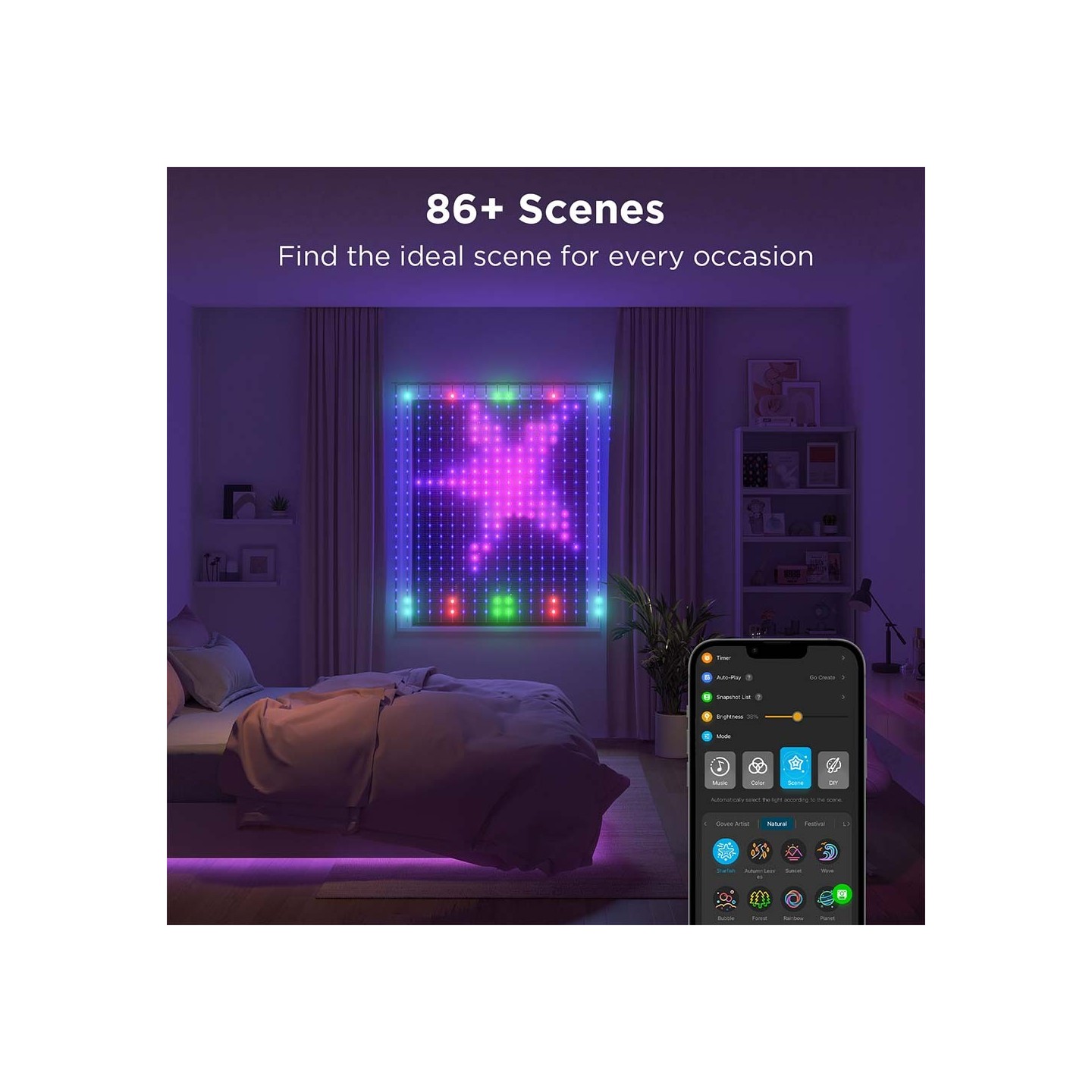 Govee LED Light Curtain Lights - WiFi & BT RGBIC 1.5x1.5m IP65 (NETFLIX) — Buy in Cyprus with Fast Delivery