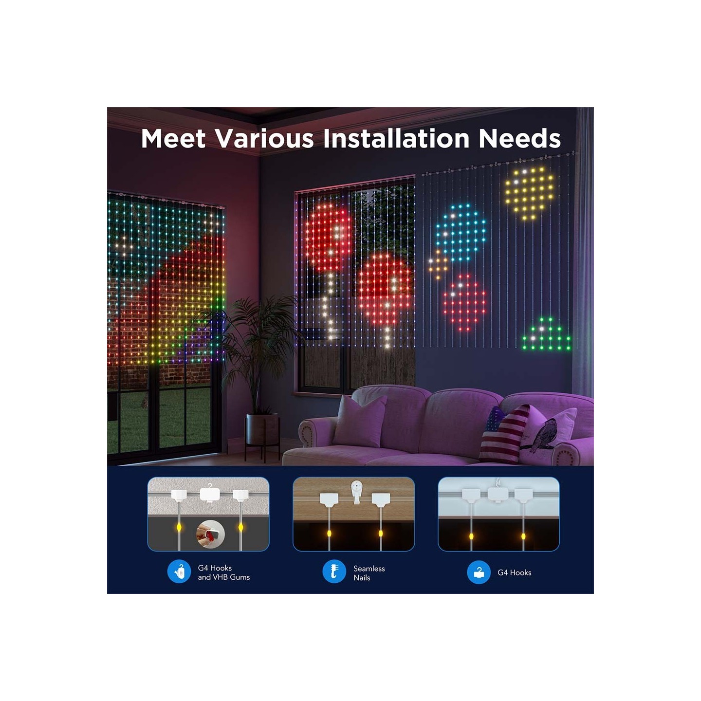 Govee LED Light Curtain Lights - WiFi & BT RGBIC 1.5x1.5m IP65 (NETFLIX) — Buy in Cyprus with Fast Delivery