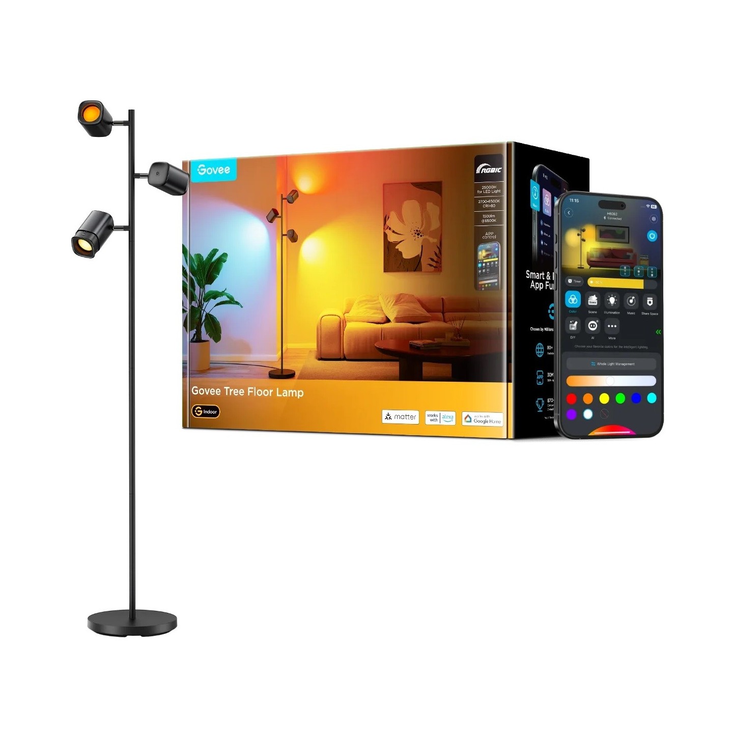 Govee Lamp Floor Smart RGBICWW (Tree Floor Lamp) - RGBICWW Tree Floor Lamp — Buy in Cyprus with Fast Delivery