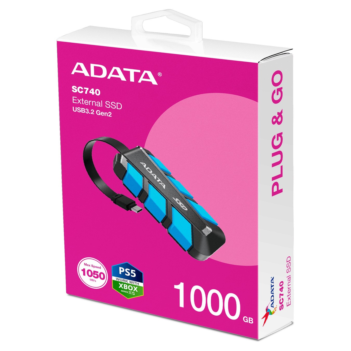 ADATA - SC740 - 1 TB (Black Blue. USB-C 3.2 Gen 2 (10 Gbit/s)) — Buy in Cyprus with Fast Delivery