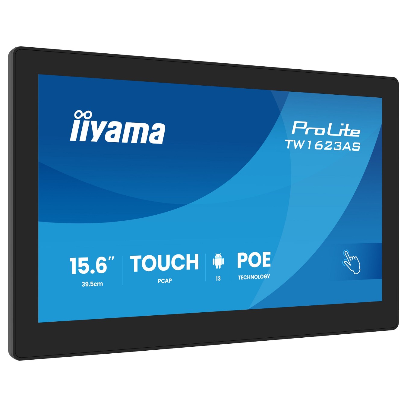 iiyama ProLite - TW1623AS-B3P - 39.5cm 15.6' (1920x1080) 16:9 IPS 30ms 60Hz HDMI USB LAN PoE VESA Speaker Black