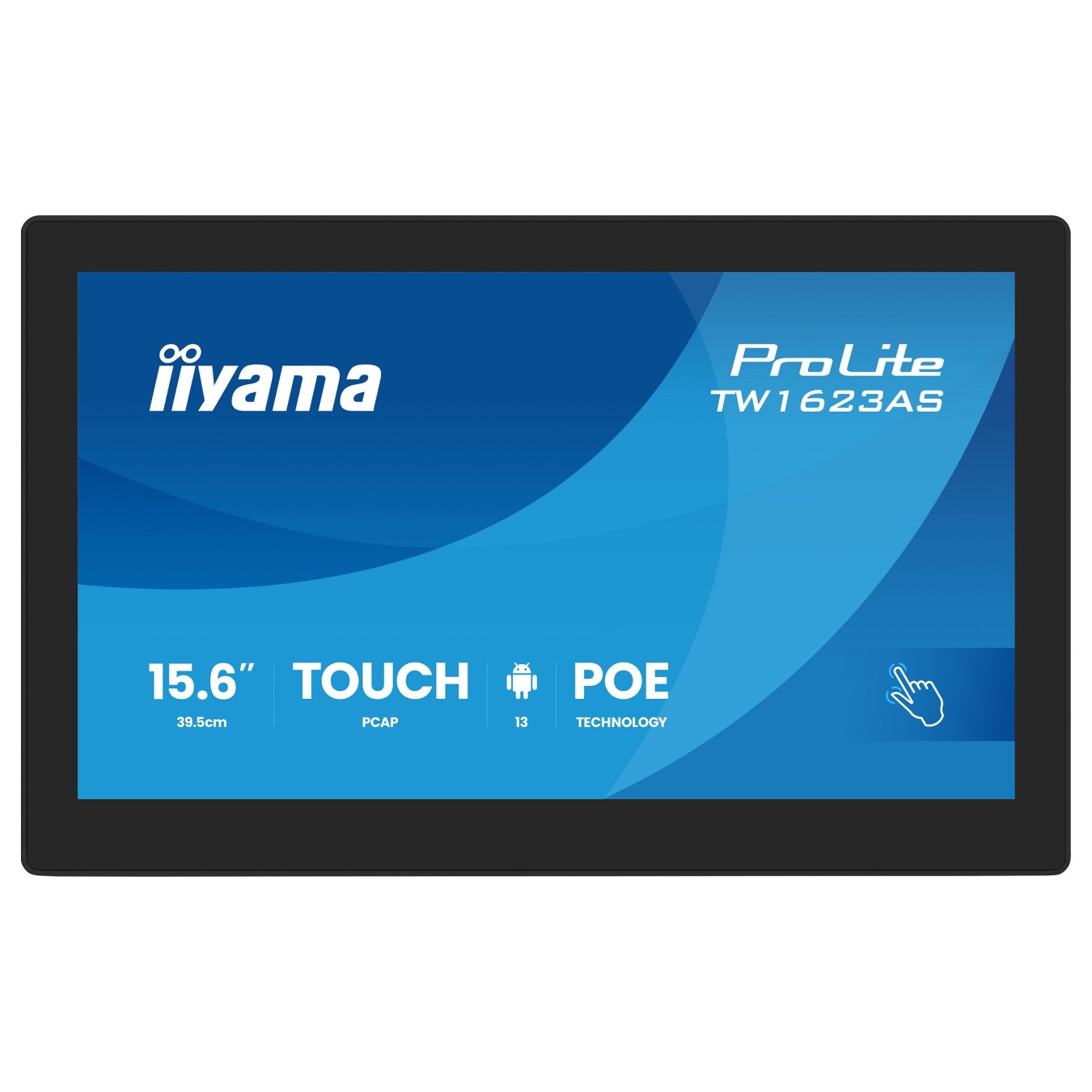iiyama ProLite - TW1623AS-B3P - 39.5cm 15.6' (1920x1080) 16:9 IPS 30ms 60Hz HDMI USB LAN PoE VESA Speaker Black