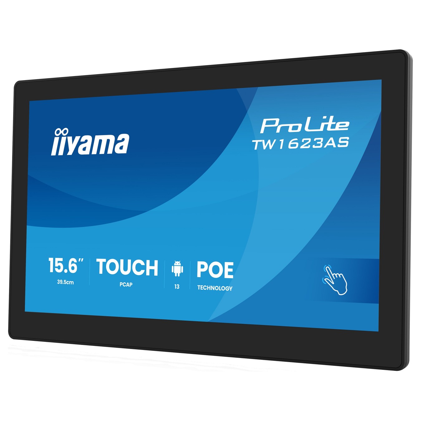 iiyama ProLite - TW1623AS-B3P - 39.5cm 15.6' (1920x1080) 16:9 IPS 30ms 60Hz HDMI USB LAN PoE VESA Speaker Black