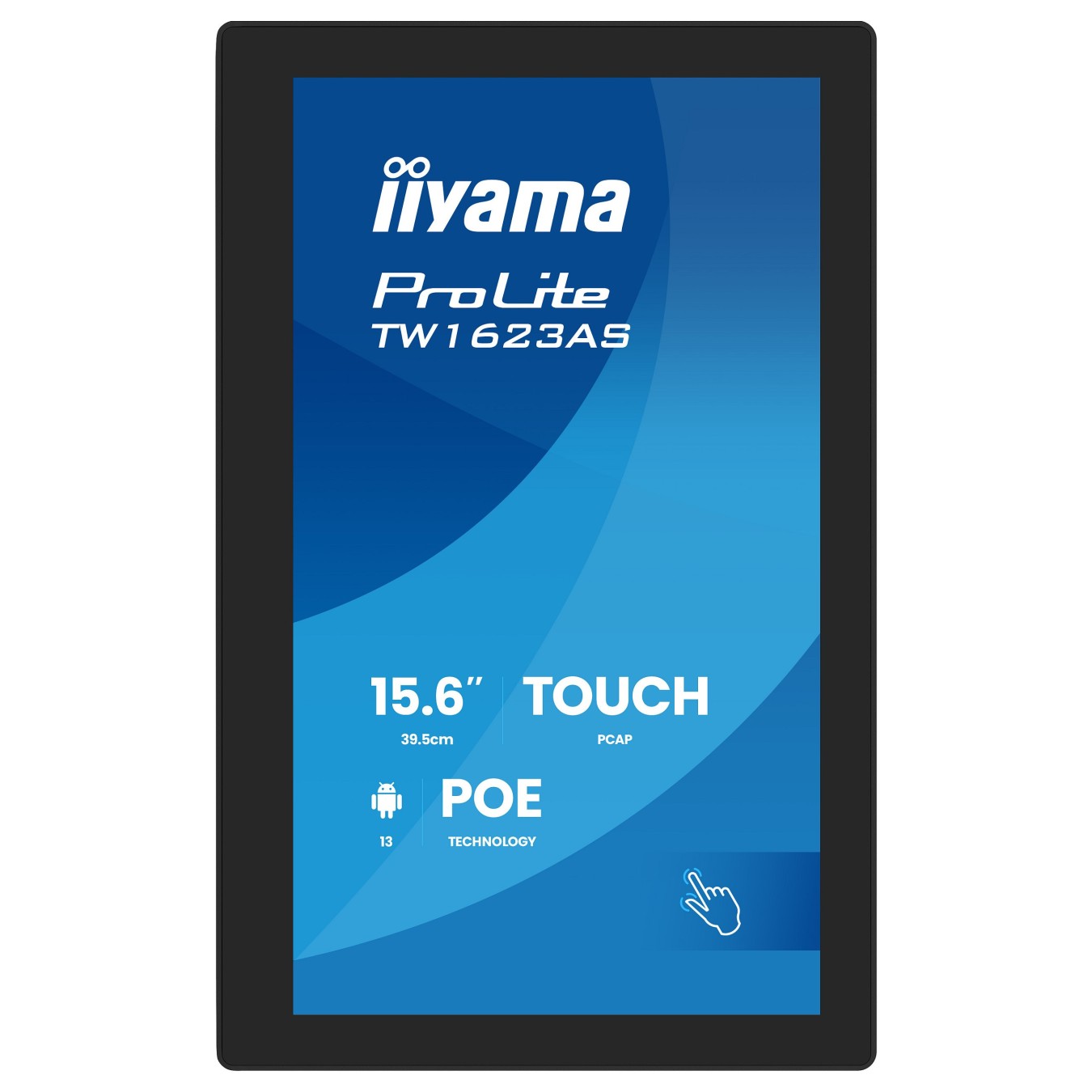 iiyama ProLite - TW1623AS-B3P - 39.5cm 15.6' (1920x1080) 16:9 IPS 30ms 60Hz HDMI USB LAN PoE VESA Speaker Black