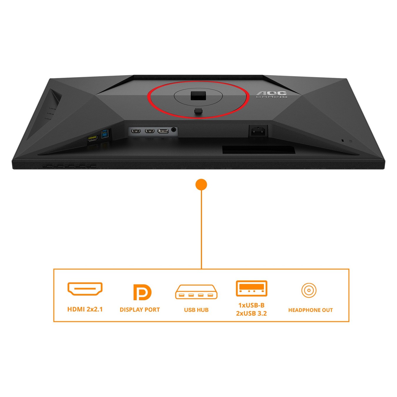 AOC Gaming - Q27G4SRU - 27 inch QHD. 300 Hz. 1 ms. HDR400 2560x1440. 2x HDMI 2.1. DisplayPort 1.4. USB Hub Black-Red
