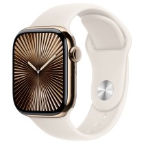 Apple Watch Series 10 GPS + Cellular 42mm Gold Titanium Case with Starlight Sport Band - S M