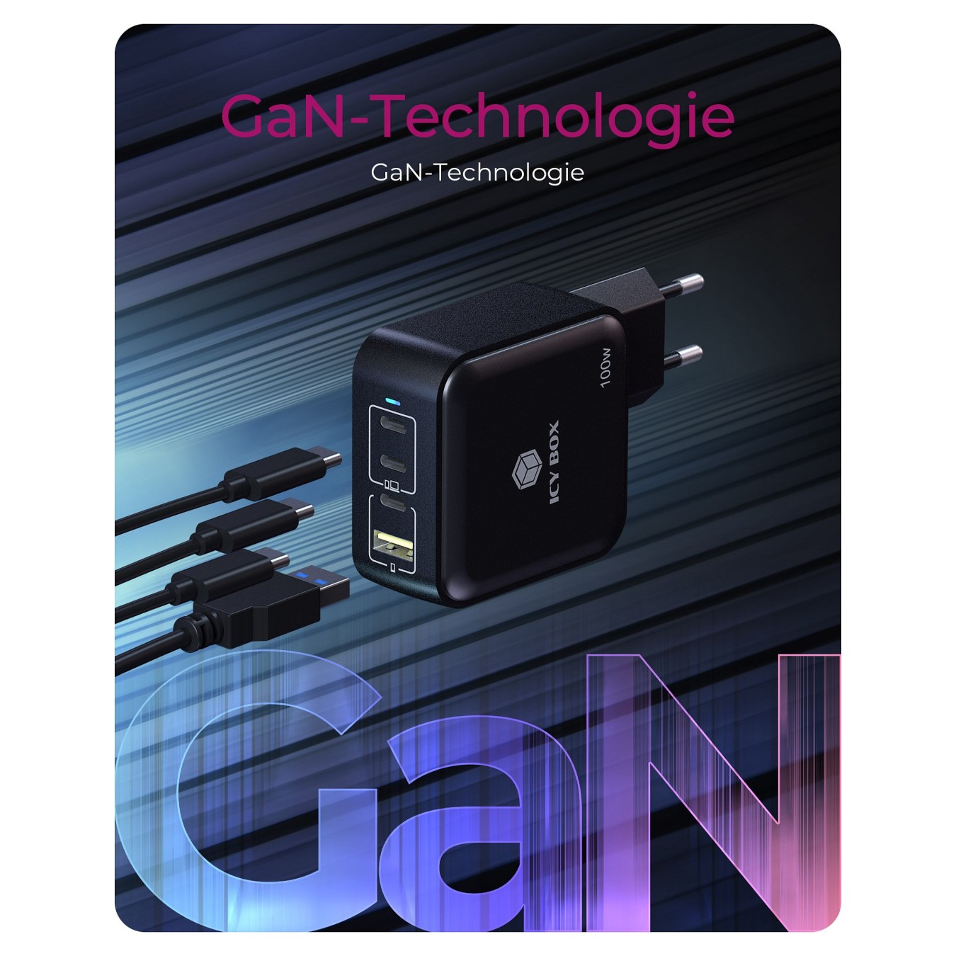 ICY BOX 4-Port 100W GaN Charger with PD 3.0 — Buy in Cyprus with Fast Delivery