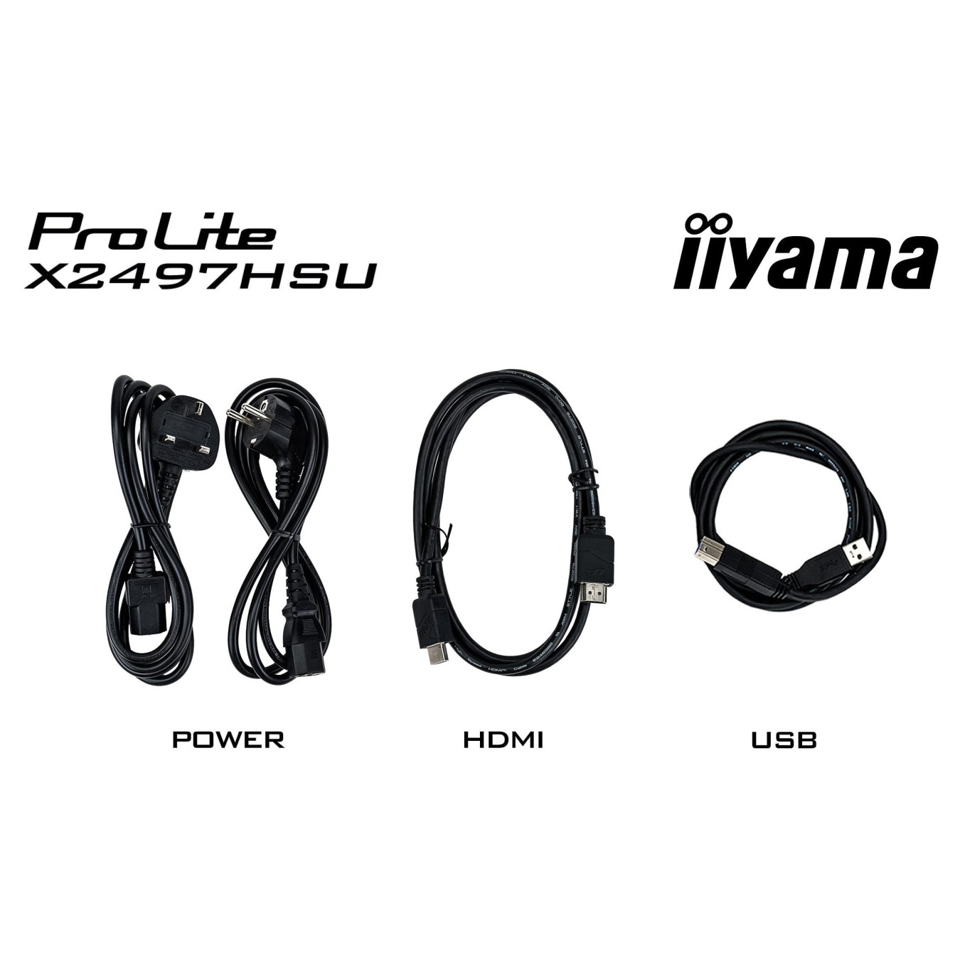 iiyama ProLite - X2497HSU-B1 - 60.5 cm (23.8") (1920x1080) 16:9 IPS 4ms 120Hz HDMI DisplayPort USB VESA Speaker Black