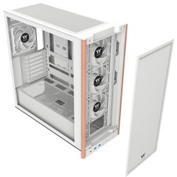 Thermaltake S370 WS Snow White Mid Tower Case - Wood Accents, 4x CT120 Fans - CA-11J-00M6WN-00 (Boxed)