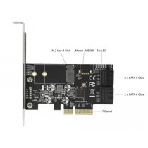 4-Port SATA and 1-Slot M.2 Key B PCIe x4 Card - Low Profile Form Factor Adapter — Buy in Cyprus with Fast Delivery