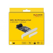 4-Port SATA and 1-Slot M.2 Key B PCIe x4 Card - Low Profile Form Factor Adapter — Buy in Cyprus with Fast Delivery