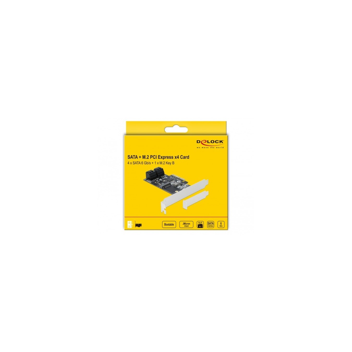 4-Port SATA and 1-Slot M.2 Key B PCIe x4 Card - Low Profile Form Factor Adapter — Buy in Cyprus with Fast Delivery