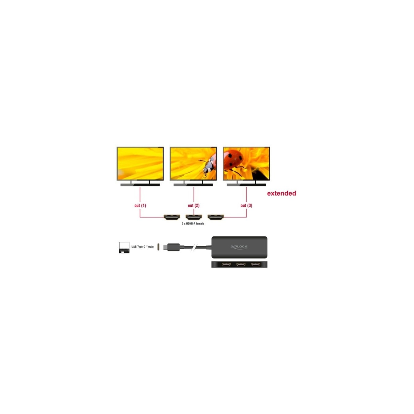 USB-C to 3x HDMI Splitter MST 4K 60Hz - Characteristics — Buy in Cyprus with Fast Delivery