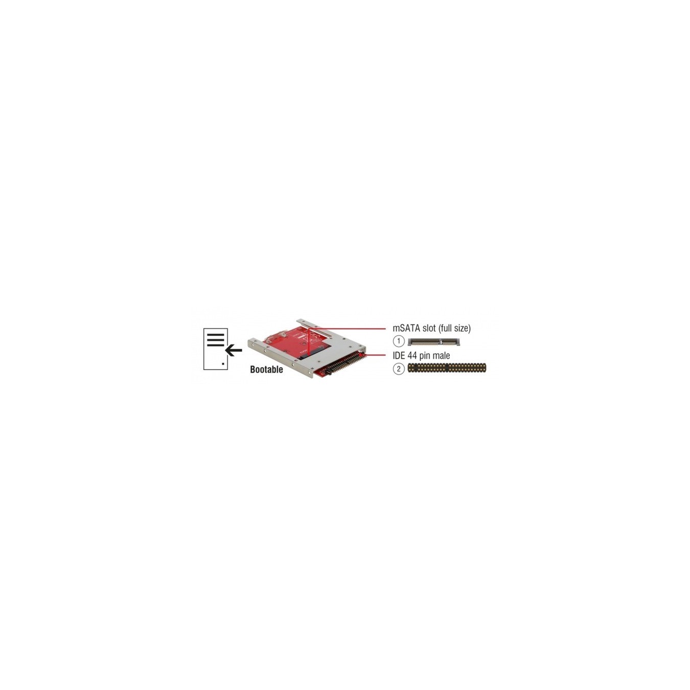 Delock 62495 - IDE 44-pin to mSATA Converter with 2.5in Frame - 7mm | Armenius Store