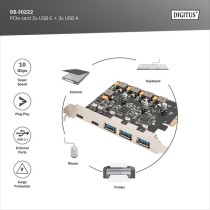 PCIe Card - 2x USB-C + 3x USB A, Interface Card — Buy in Cyprus with Fast Delivery