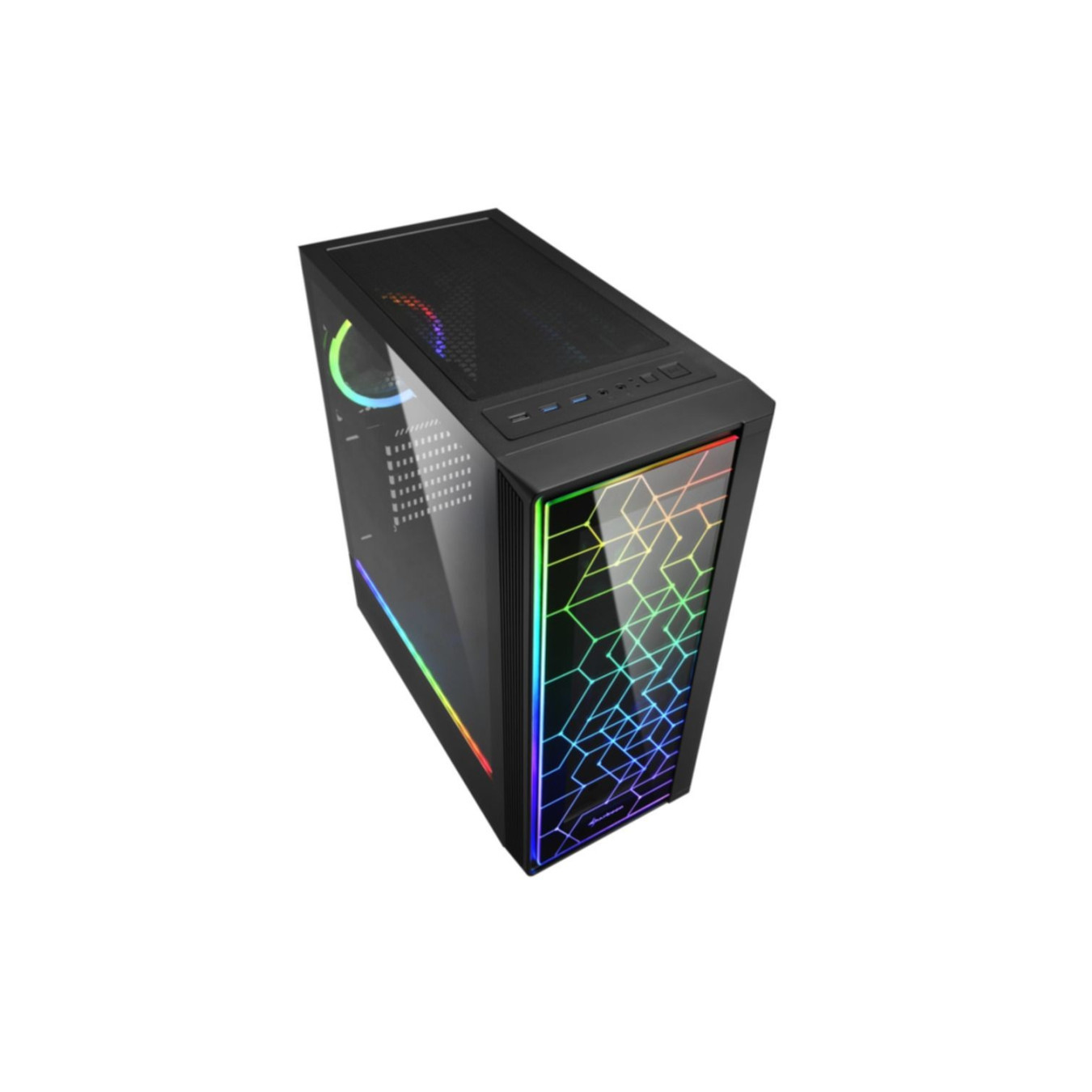 Sharkoon RGB LIT 100 - Mid Tower PC Case - Black, Tempered Glass, RGB Fans, ATX/mATX/Mini-ITX