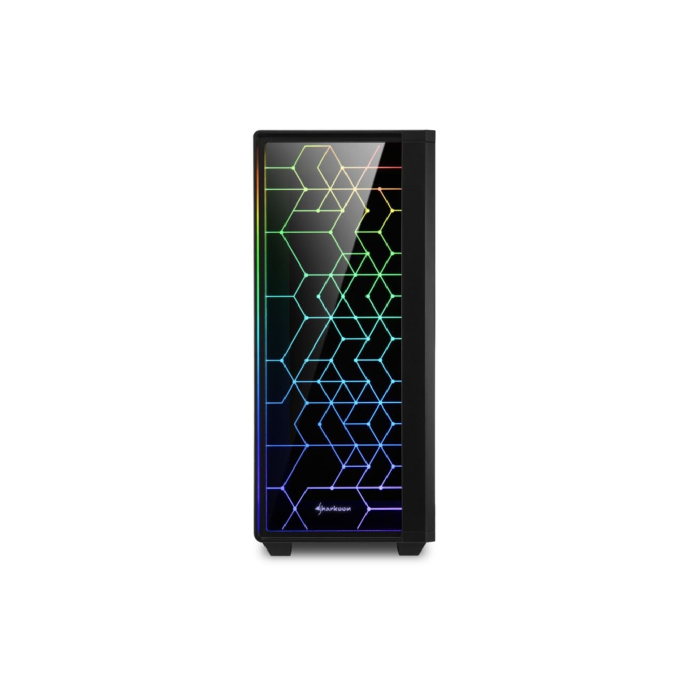Sharkoon RGB LIT 100 - Mid Tower PC Case - Black, Tempered Glass, RGB Fans, ATX/mATX/Mini-ITX
