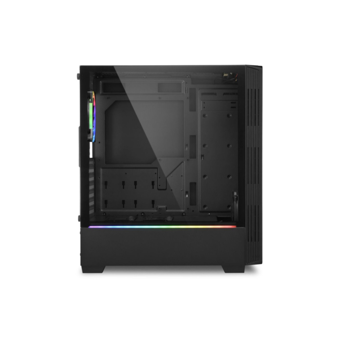 Sharkoon RGB LIT 100 - Mid Tower PC Case - Black, Tempered Glass, RGB Fans, ATX/mATX/Mini-ITX