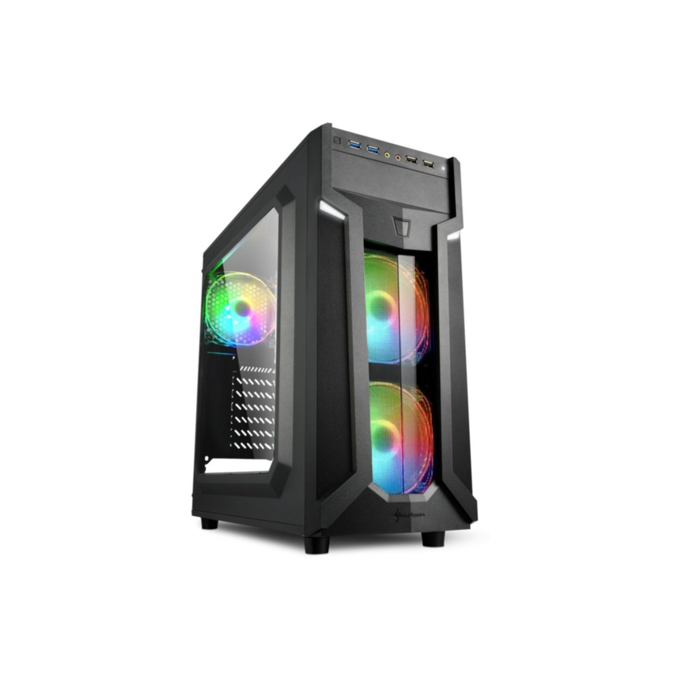 Sharkoon VG6-W RGB PC Case - Mid Tower, Black, Tempered Glass, RGB Fans — Buy in Cyprus with Fast Delivery