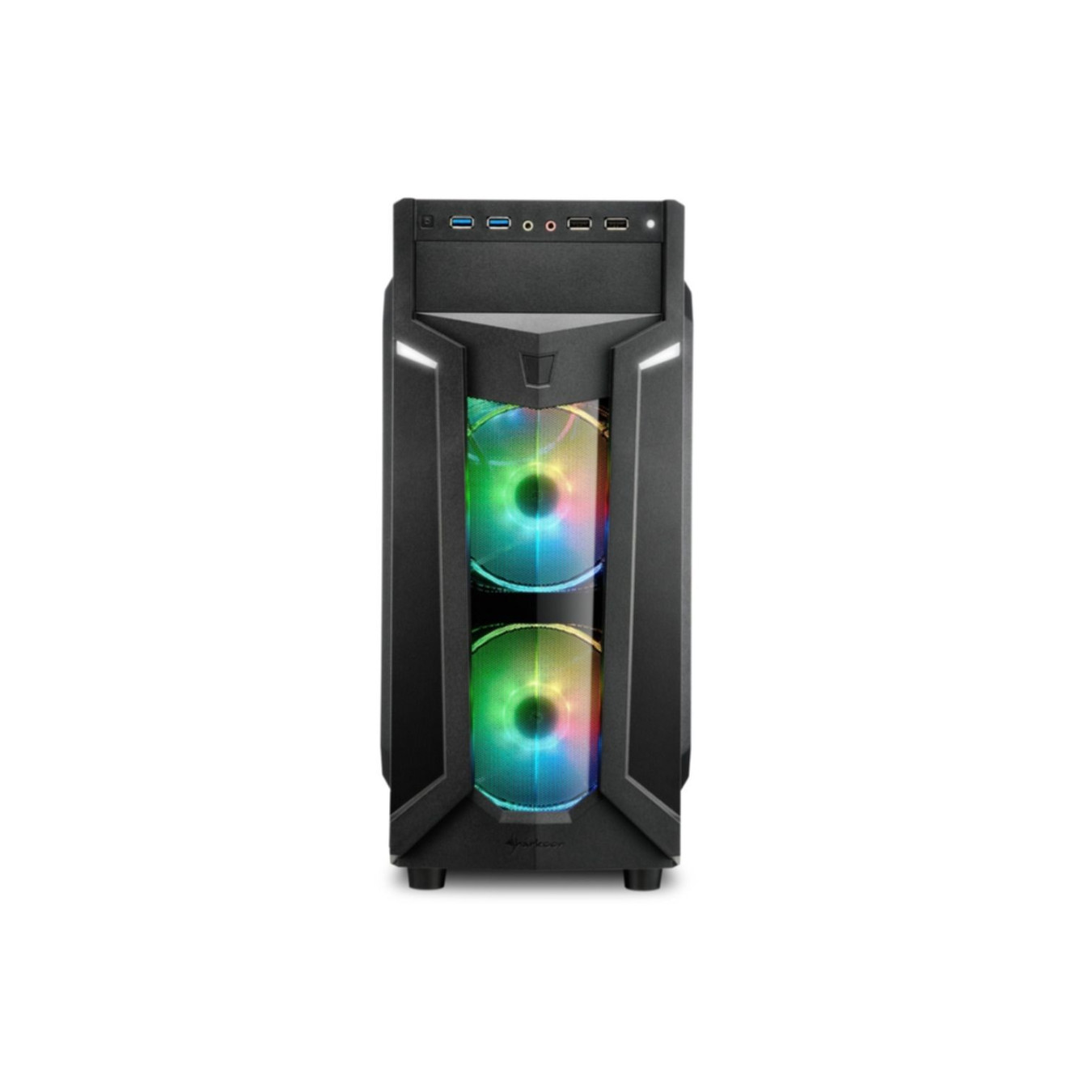 Sharkoon VG6-W RGB PC Case - Mid Tower, Black, Tempered Glass, RGB Fans — Buy in Cyprus with Fast Delivery