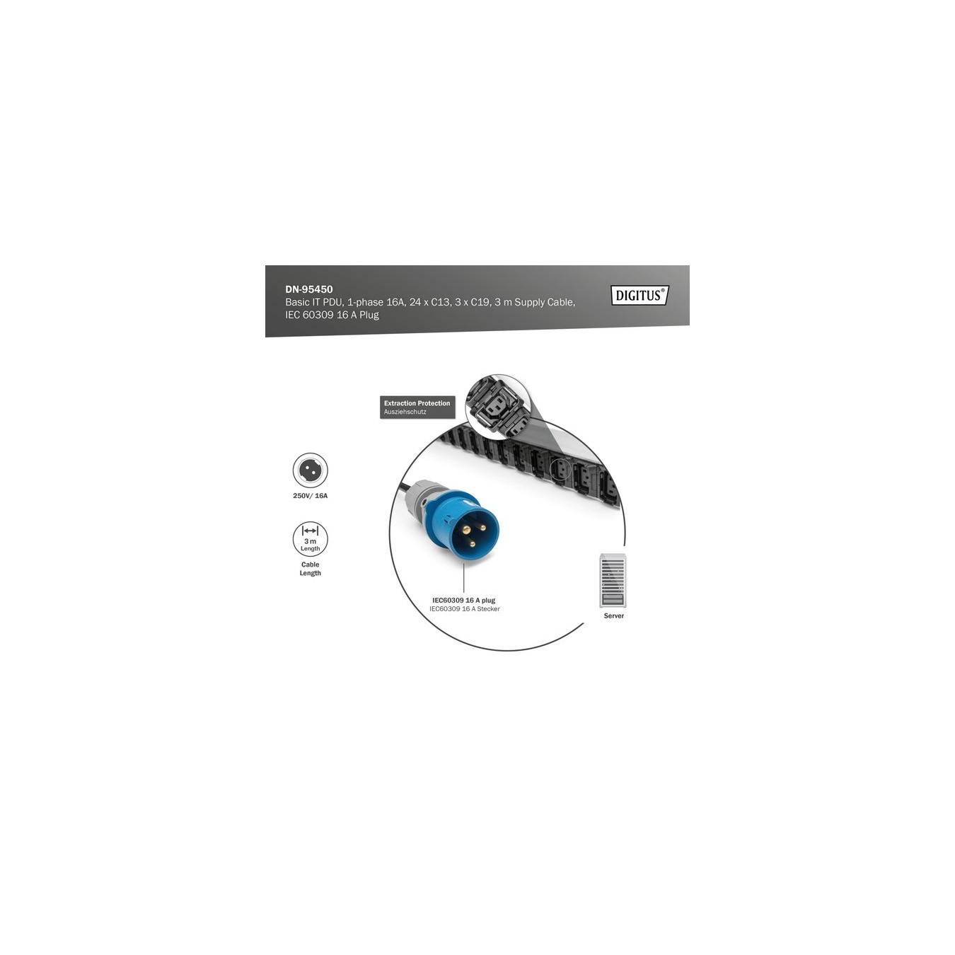 Basis IT PDU with aluminum profile, 24x C13, 3x C19, power strip — Buy in Cyprus with Fast Delivery