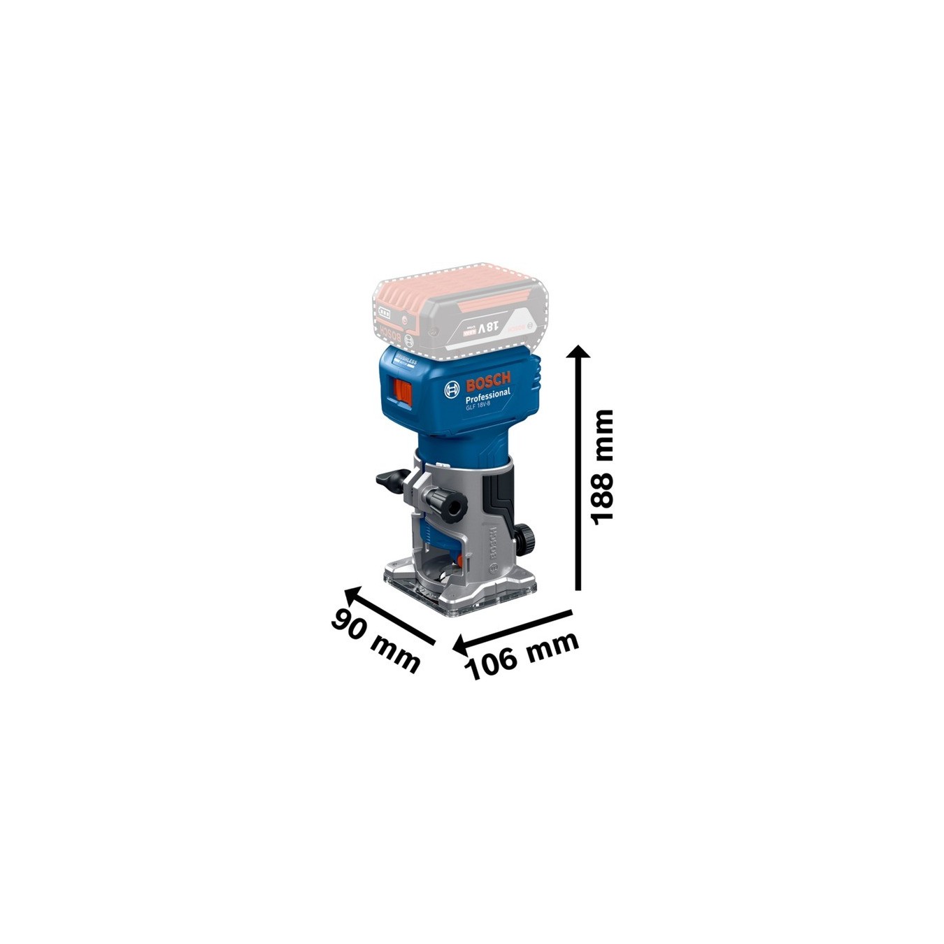 Cordless edge milling machine laminate cutter - GLF 18V-8 - Professional solo, 18 volts, router