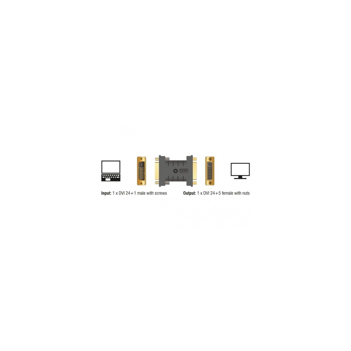 DVI Adapter - DVI 24+1 (male) to DVI 24+5 (female), EDID emulator — Buy in Cyprus with Fast Delivery