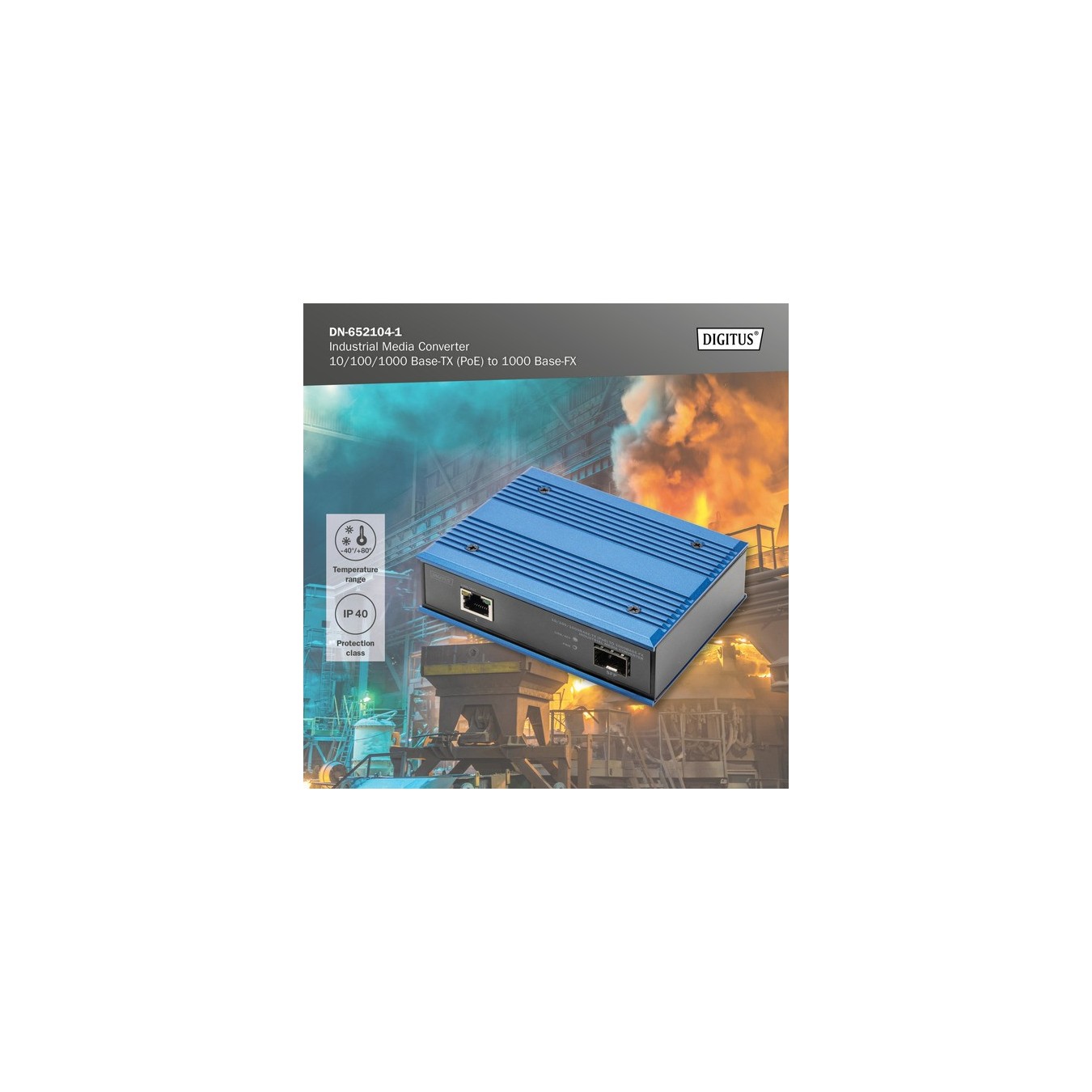 Media Converter - 10 100 1000Base-TX PoE to 1000Base-FX — Buy in Cyprus with Fast Delivery