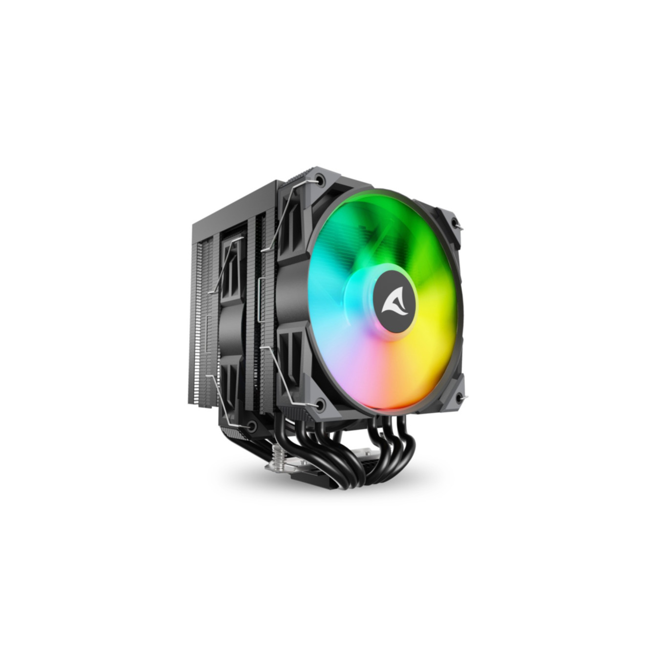 Sharkoon A60 Air Cooler - A60 - RGB Black, Dual 120mm Fans, 6 Heatpipes, LGA1700/AM5 Compatible