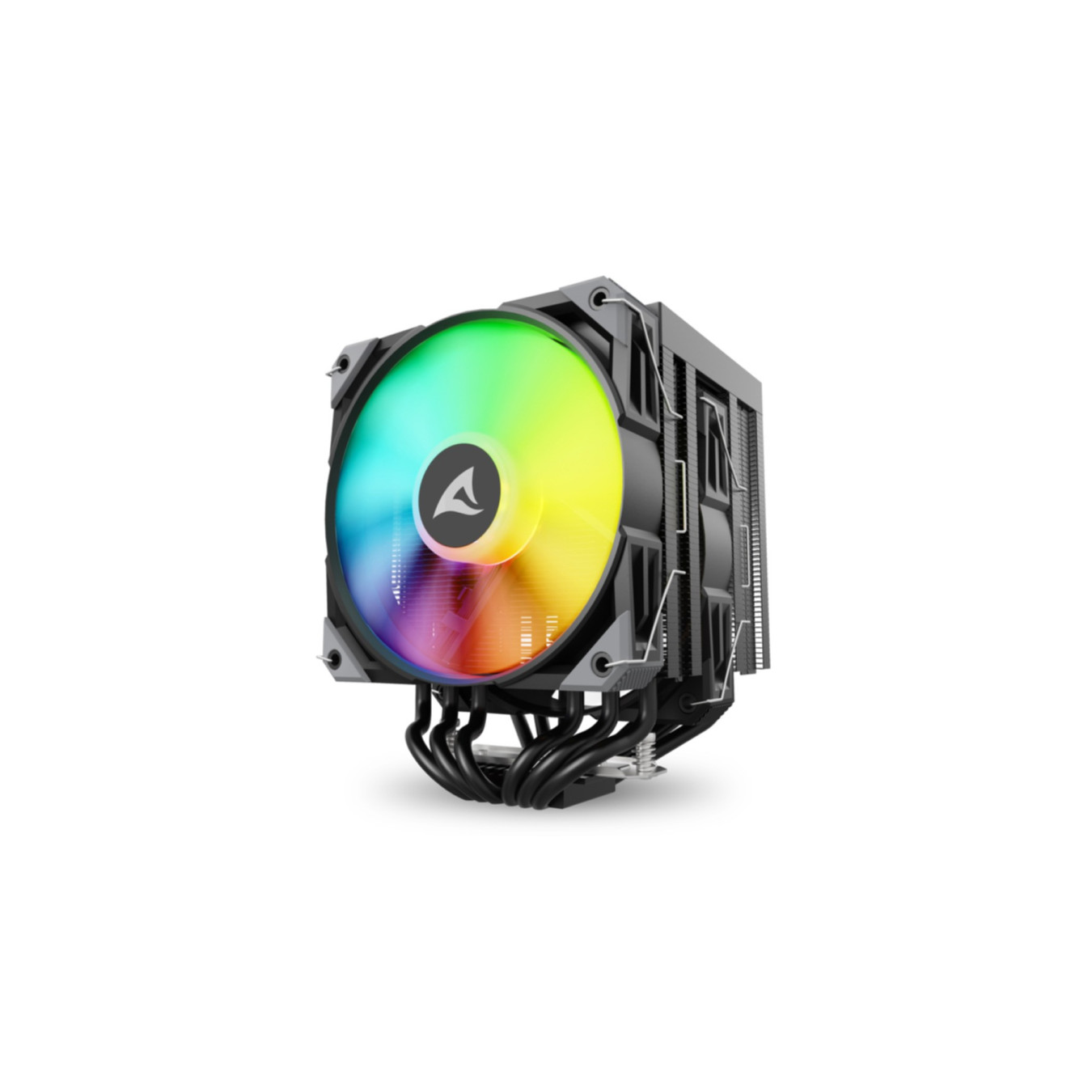 Sharkoon A60 Air Cooler - A60 - RGB Black, Dual 120mm Fans, 6 Heatpipes, LGA1700/AM5 Compatible
