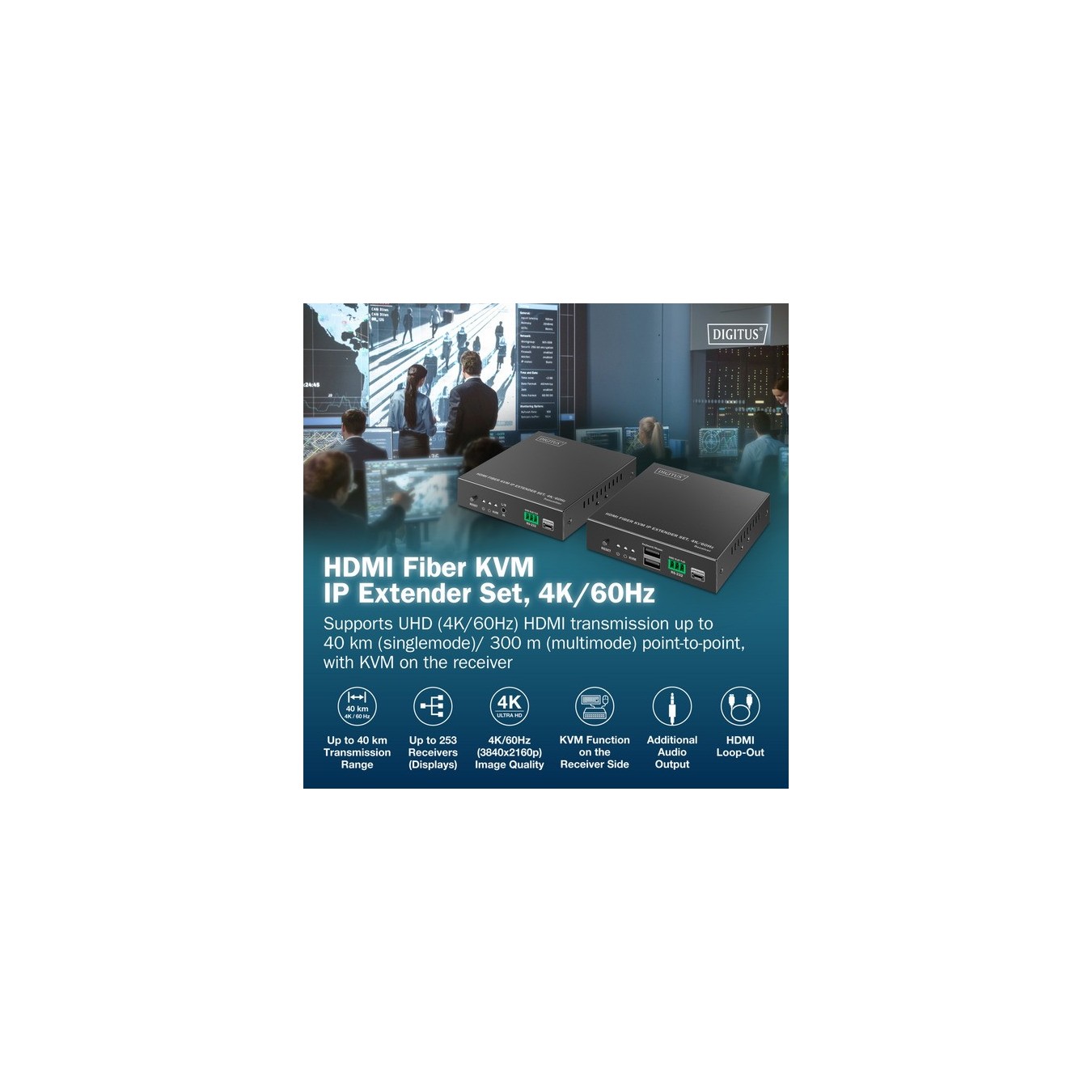 HDMI Fiber KVM IP Extender Set, KVM-Switch - HDMI Fiber KVM IP Extender Set — Buy in Cyprus with Fast Delivery