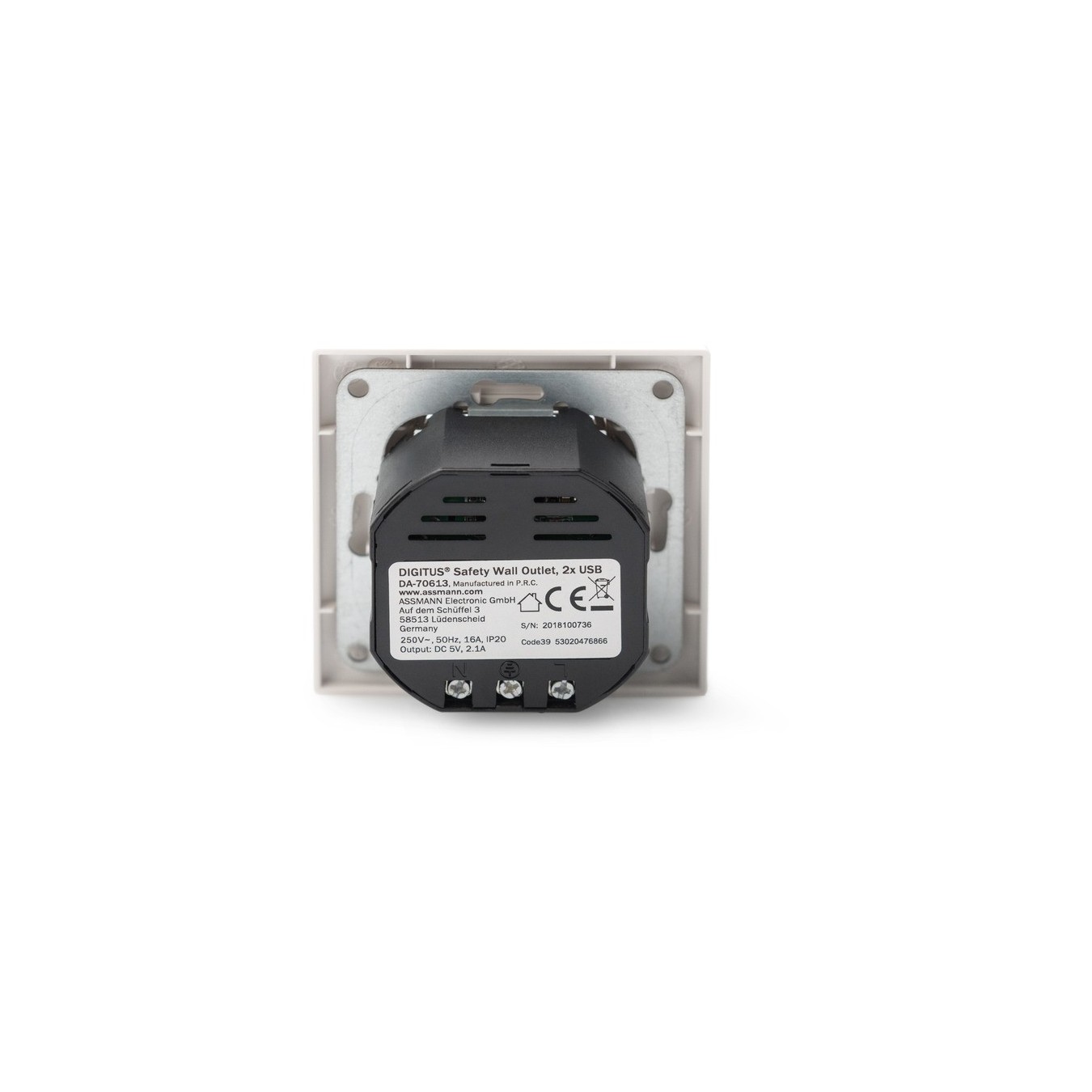 Flush-mounted safety socket - 2x USB-A — Buy in Cyprus with Fast Delivery