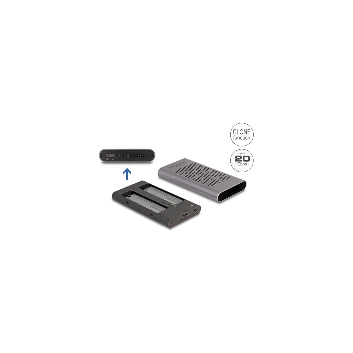 External USB 20 Gbps enclosure for 2 x M.2 NVMe PCIe SSD - drive enclosure — Buy in Cyprus with Fast Delivery