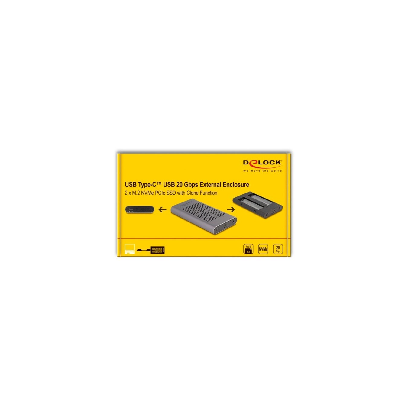External USB 20 Gbps enclosure for 2 x M.2 NVMe PCIe SSD - drive enclosure — Buy in Cyprus with Fast Delivery