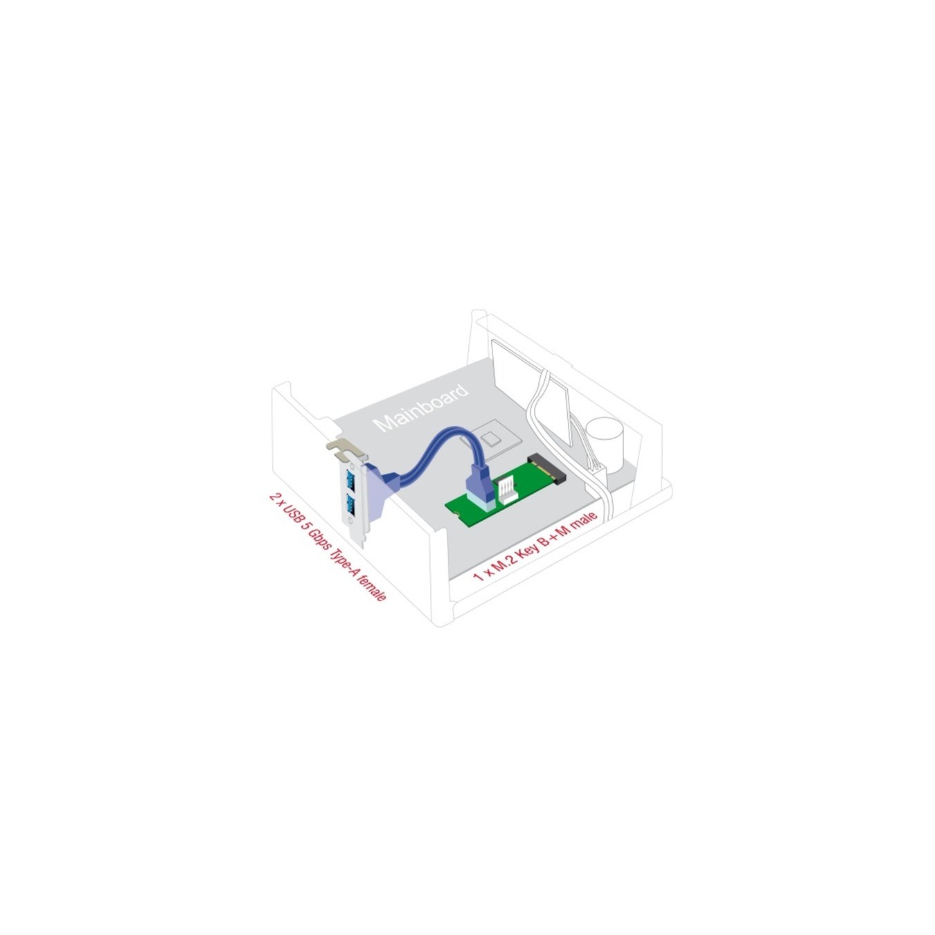Converter M.2 Key B+M connector to 2 x USB 5 Gbps Type-A - interface extension — Buy in Cyprus with Fast Delivery