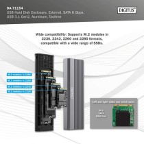 USB M.2 SSD Enclosure - DA-71154 - USB M.2 SSD, drive enclosure — Buy in Cyprus with Fast Delivery