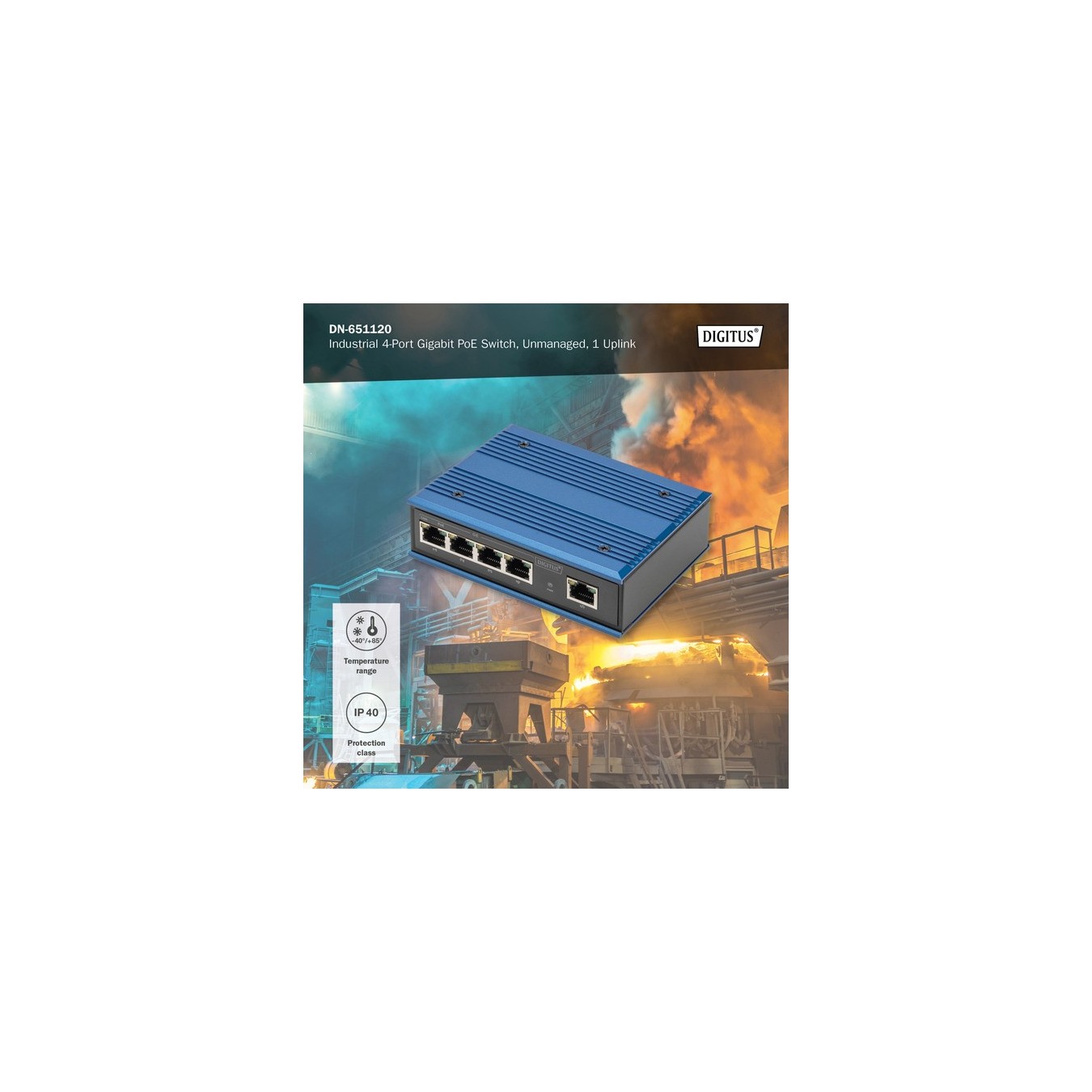 4 Port Gigabit PoE Industrial, Unmanaged, Switch — Buy in Cyprus with Fast Delivery