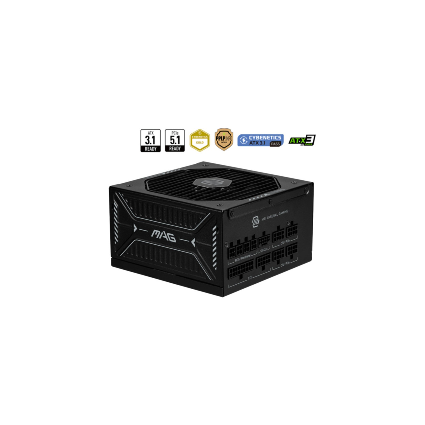 MSI MAG A850GLS - 306-7ZPIY11-CE0 - 850W ATX 3.1 Fully-Modular 80 PLUS Gold, PCIe 12V-2x6 (PCIe 5)
