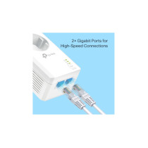 TP-Link Powerline Adapter Kit - TL-PA7027P KIT - AV1000 HomePlug AV2, 2x Gigabit Ports, Passthrough Socket