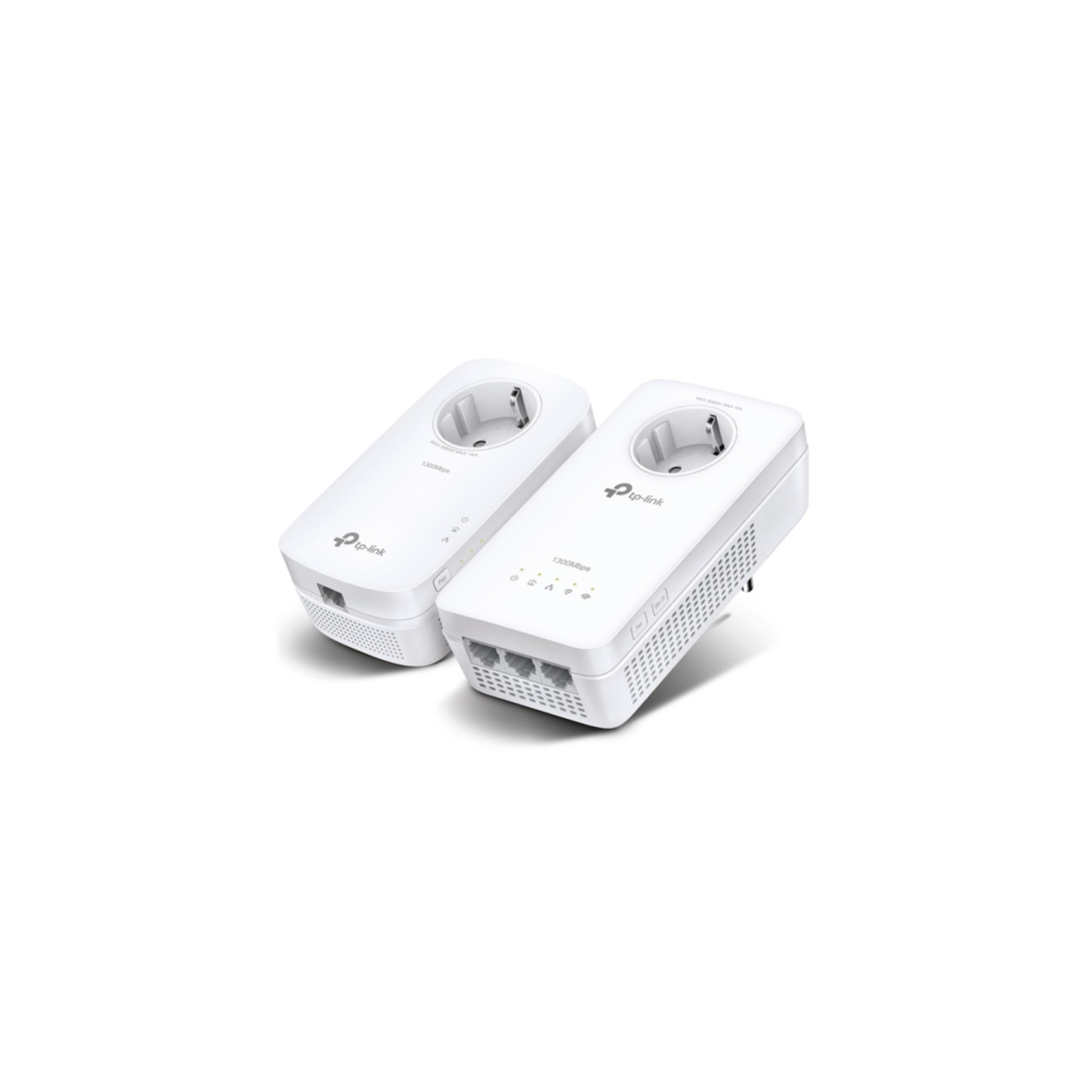 TP-Link Powerline Adapter Kit - TL-WPA1300P KIT - 1300Mbps, Wi-Fi 5, 3x Gigabit LAN, Passthrough Socket, White