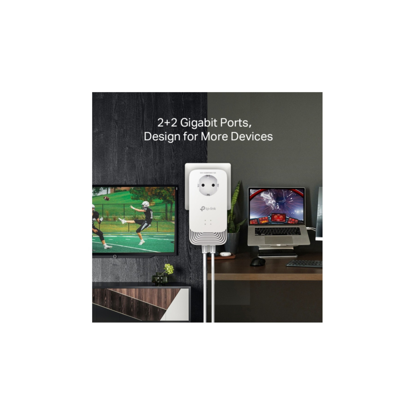 TP-Link Powerline Adapter Kit - PG2400P KIT - 2x Gigabit Ethernet, Passthrough Socket, G.hn, White