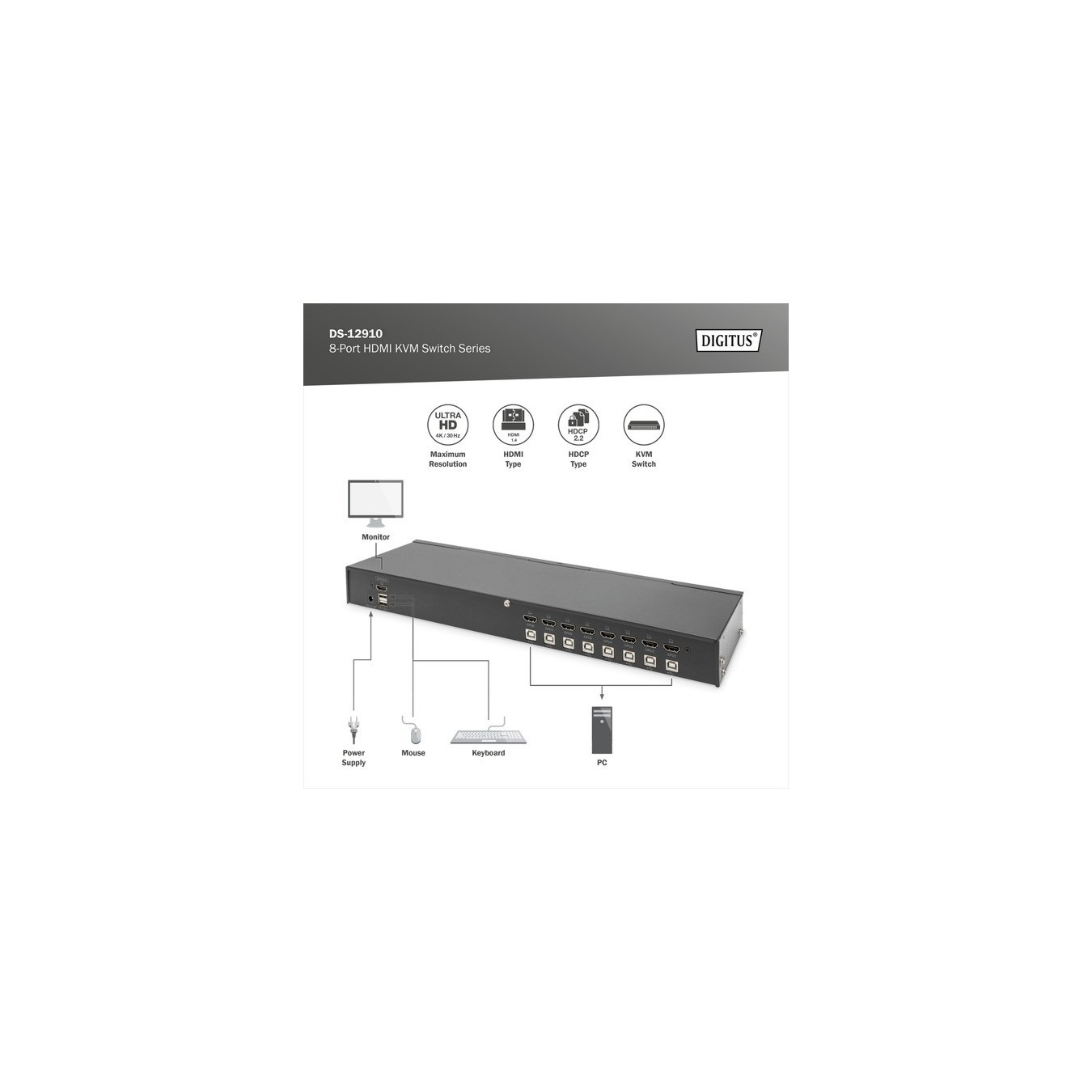 KVM Switch HDMI 8 Port - KVM-Switch — Buy in Cyprus with Fast Delivery