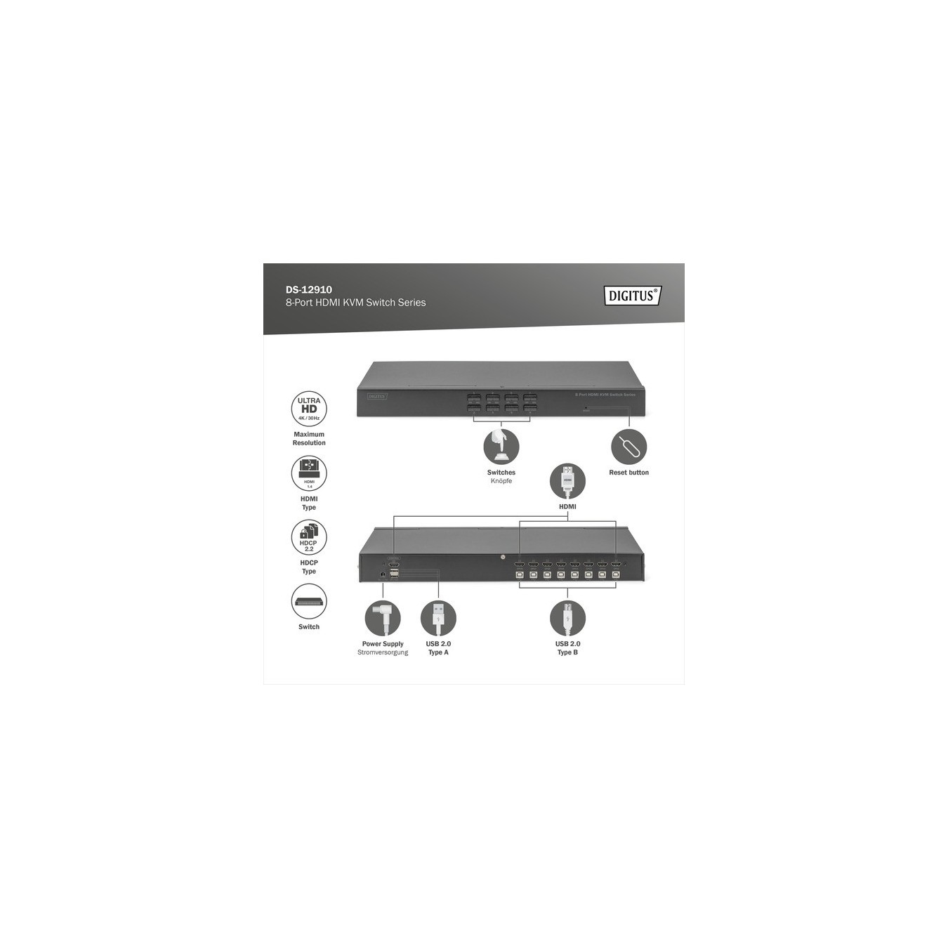 KVM Switch HDMI 8 Port - KVM-Switch — Buy in Cyprus with Fast Delivery