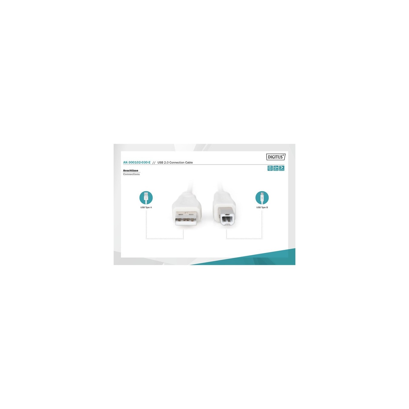 USB 2.0 connection cable USB-A (plug) to USB-B (plug) - USB-A (plug) to USB-B (plug) — Buy in Cyprus with Fast Delivery