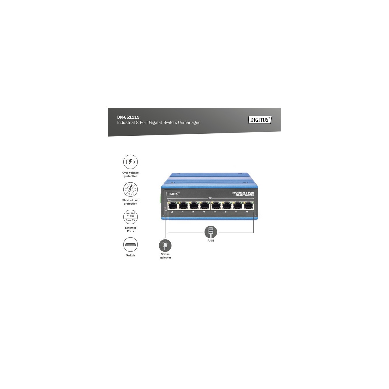 8 Port Gigabit Ethernet, Switch - Gigabit Ethernet — Buy in Cyprus with Fast Delivery
