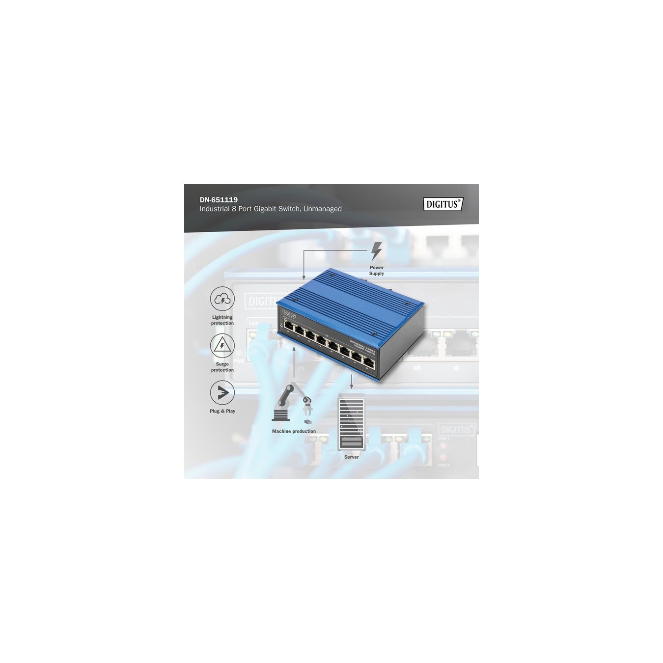 8 Port Gigabit Ethernet, Switch - Gigabit Ethernet — Buy in Cyprus with Fast Delivery