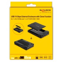 USB Type-C enclosure for 1 x M.2 NVMe SSD + 1 x 2.5'' SATA SSD HDD - drive enclosure — Buy in Cyprus with Fast Delivery