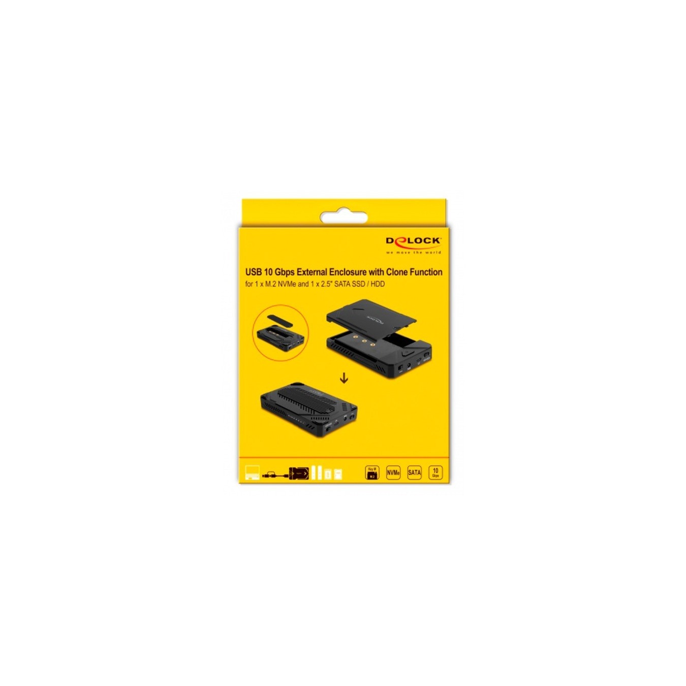 USB Type-C enclosure for 1 x M.2 NVMe SSD + 1 x 2.5'' SATA SSD HDD - drive enclosure — Buy in Cyprus with Fast Delivery