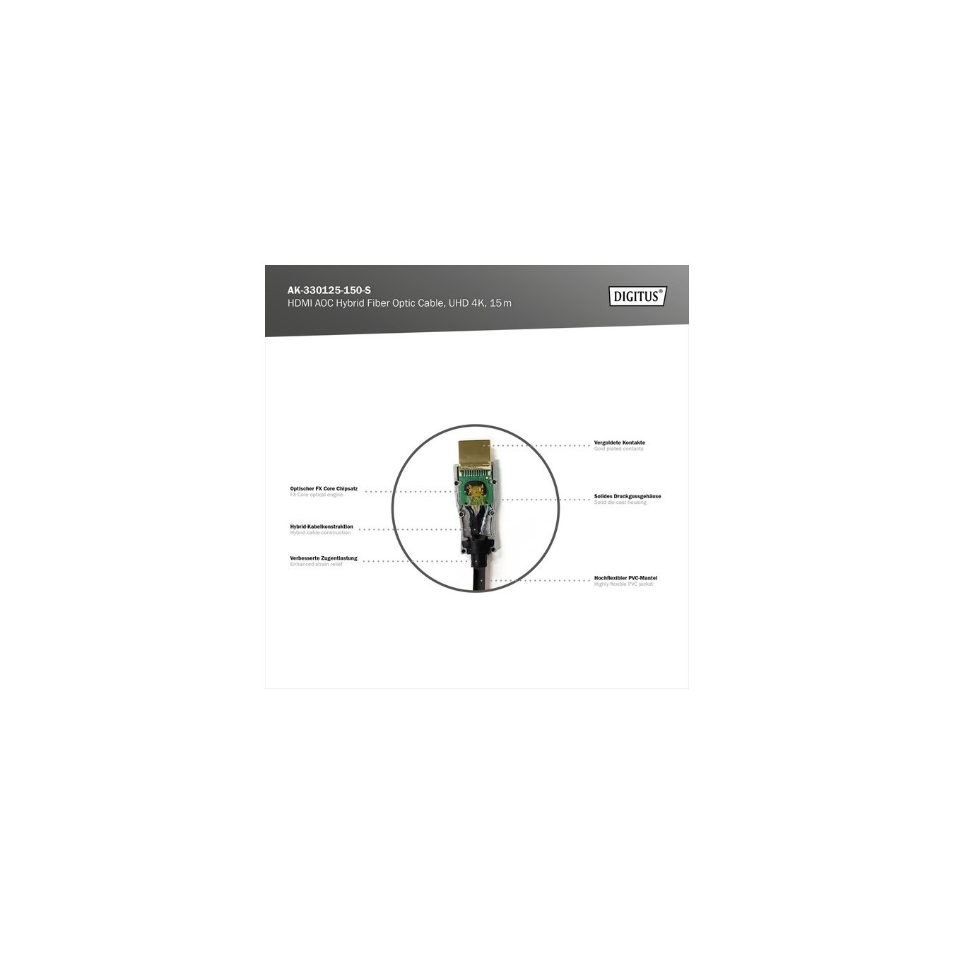 HDMI AOC Hybrid Fiber Optic Cable - UHD 4K — Buy in Cyprus with Fast Delivery